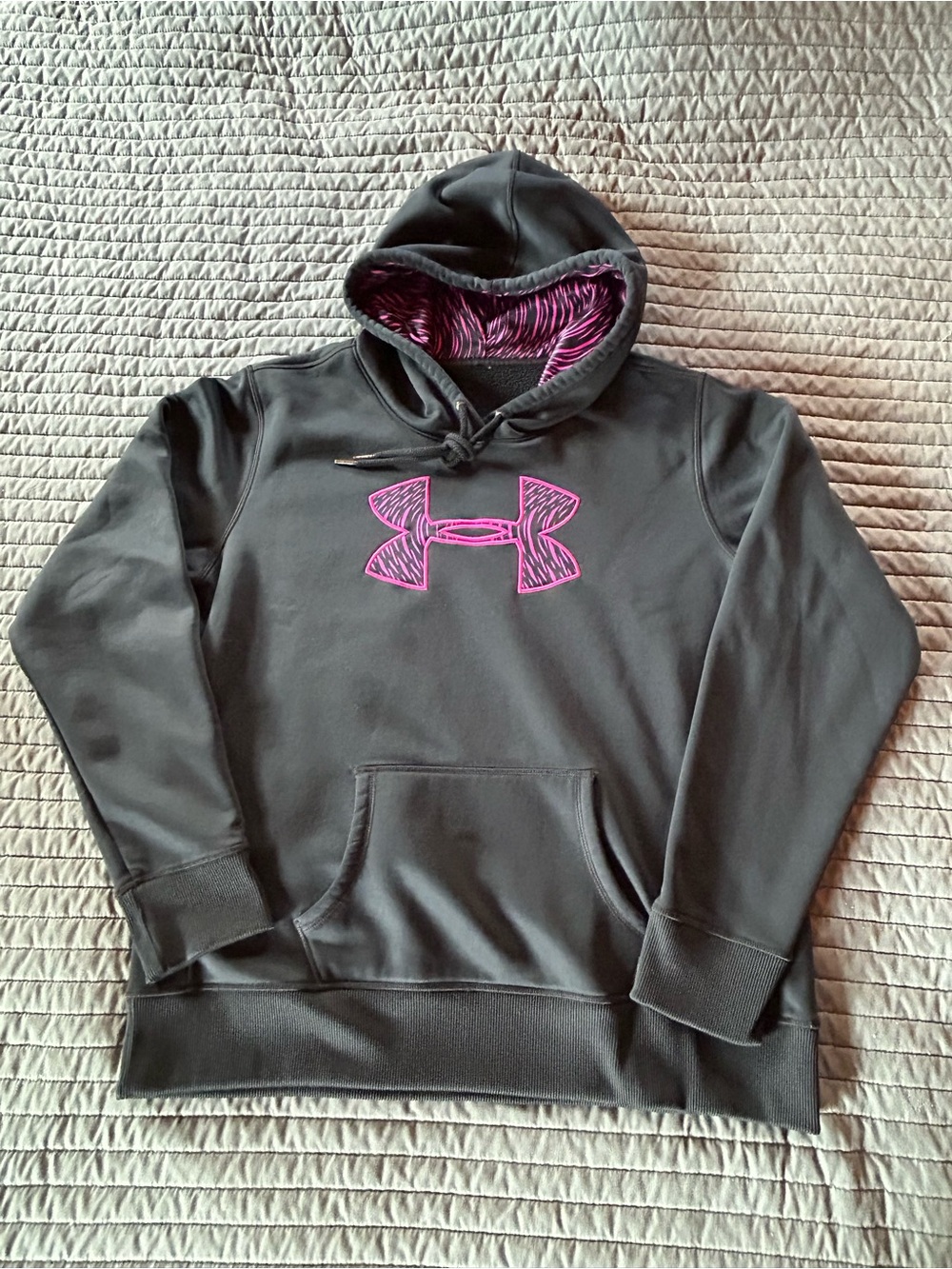 Under Armour Black Hoodie with Pink Logo Lined Hood